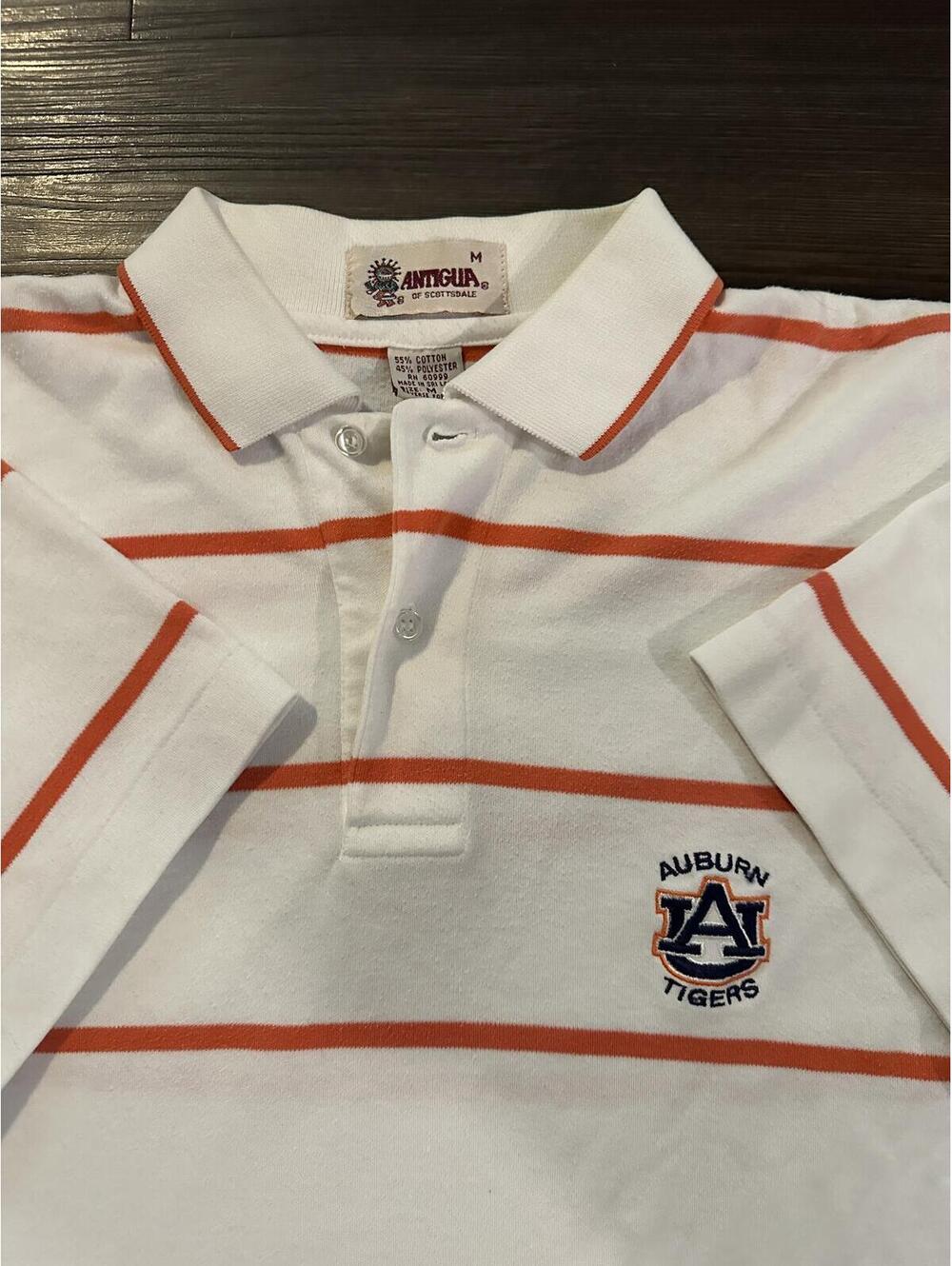 Vintage auburn tigers shirt white orange striped Antigua medium